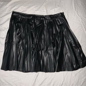 Black pleather pleated skirt NEVER WORN!